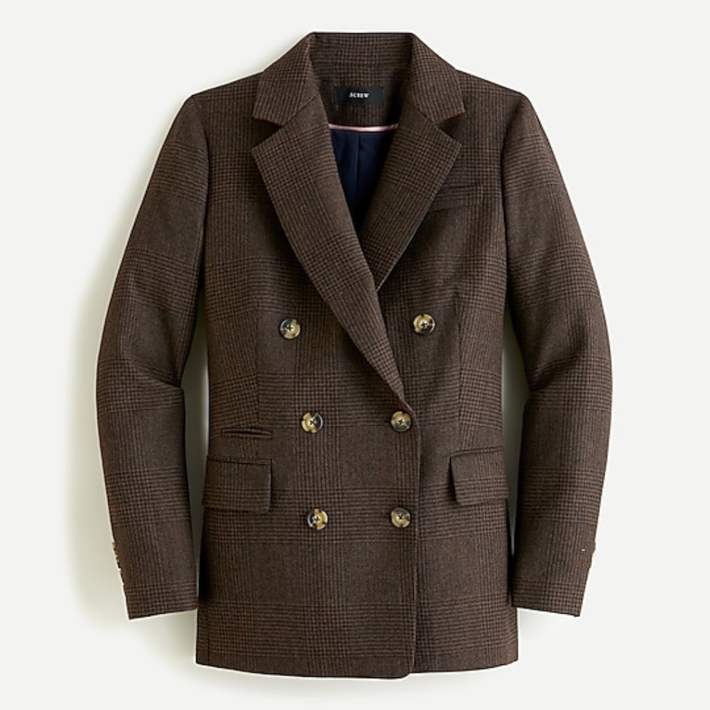 NWT J. Crew Double-breasted blazer Brown Black 0
